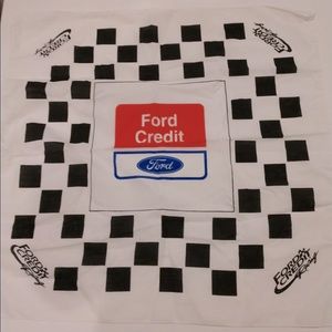 NASCAR Ford Credit Racing Bandana Checkered Handkerchief Automotive Logo NEW